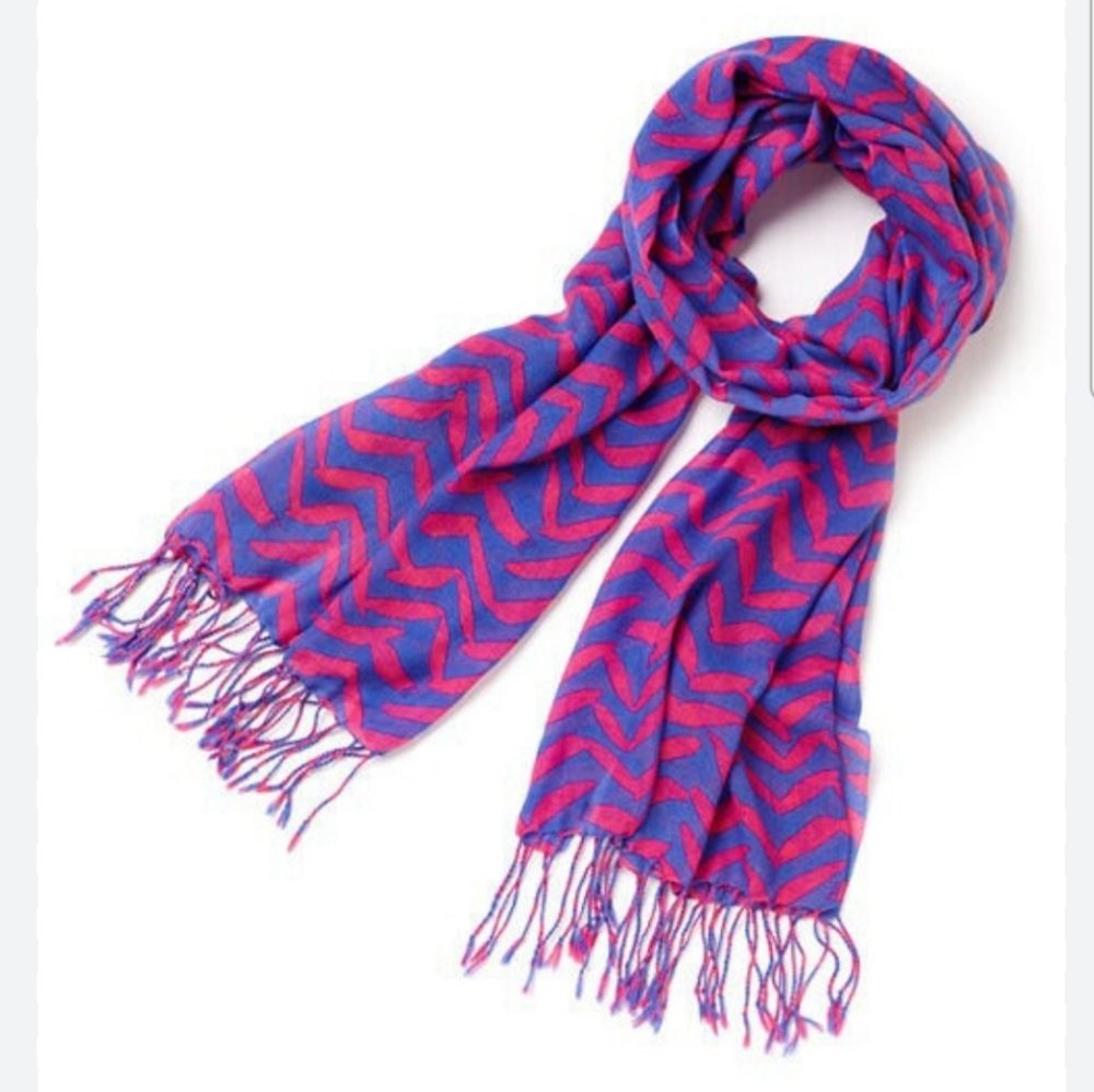 Lilly Pulitzer Cashmere And Silk Long Scarf Wrap Got Lucky Pop Pink